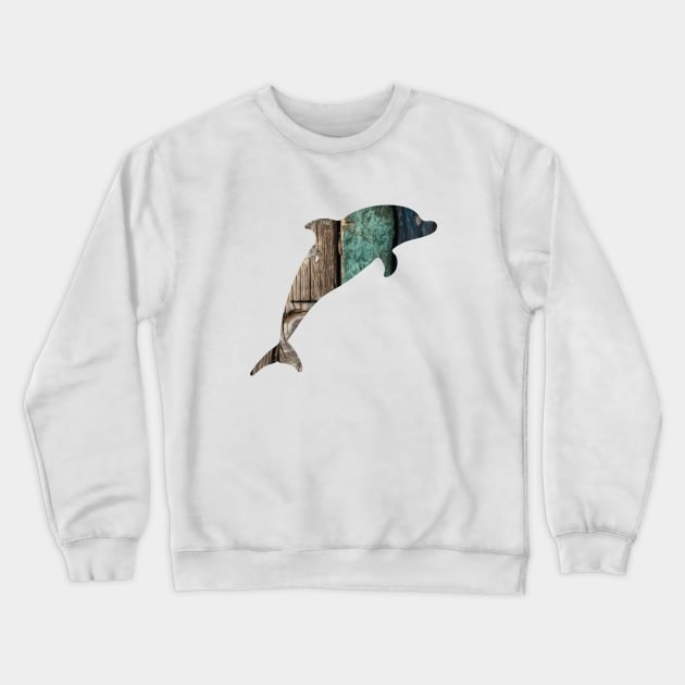 Distressed Wood Dolphin Crewneck Sweatshirt by KayBee Gift Shop